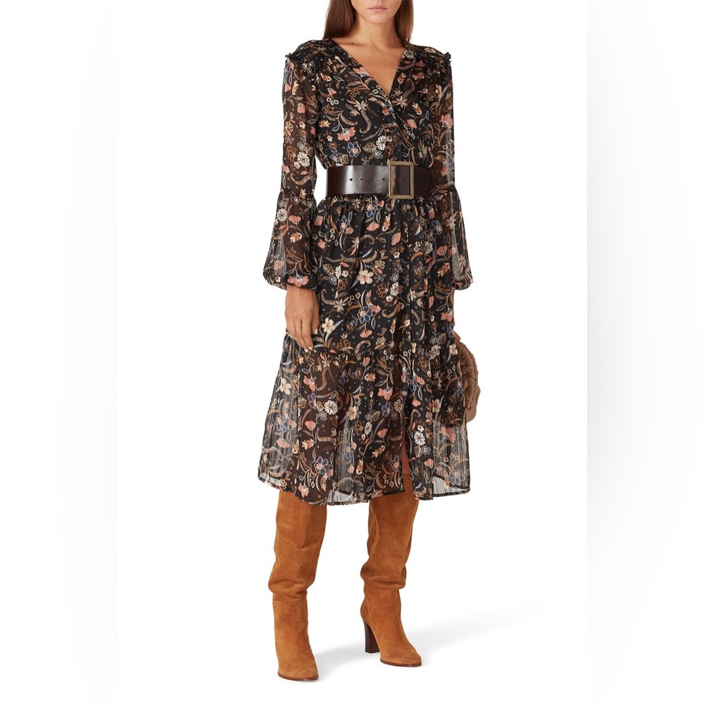 Boho floral ruffled dress mink pink